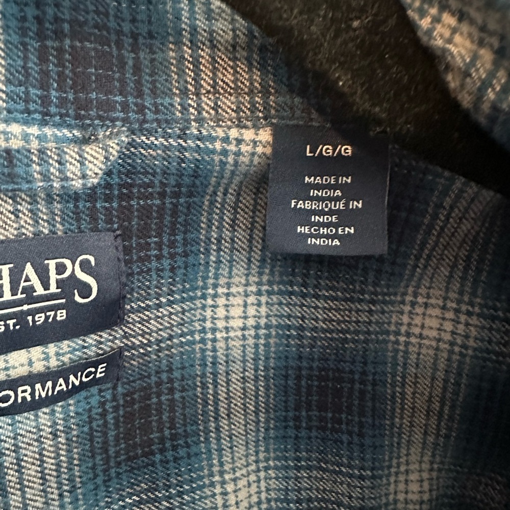 Chaps Blue Plaid Casual Button Down Shirt - Picture 6 of 6